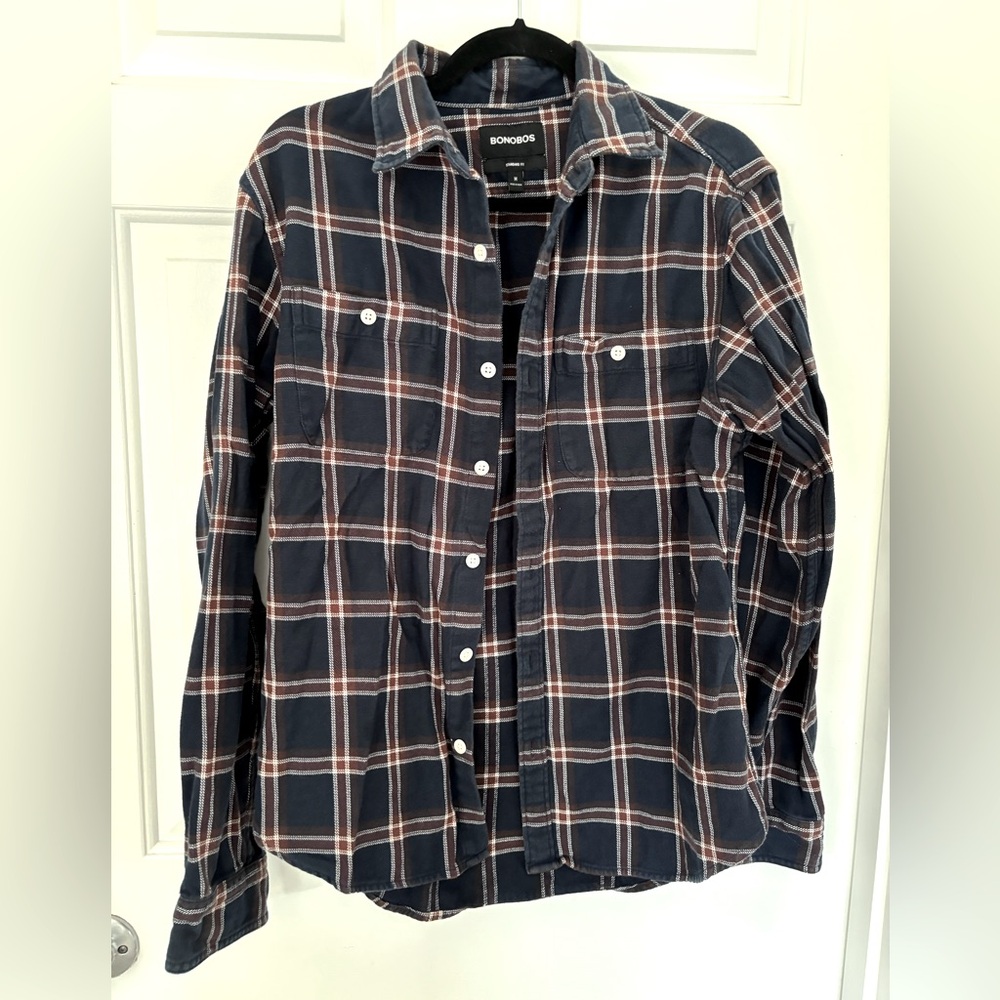 Bonobos Men's Navy Plaid Flannel Shirt